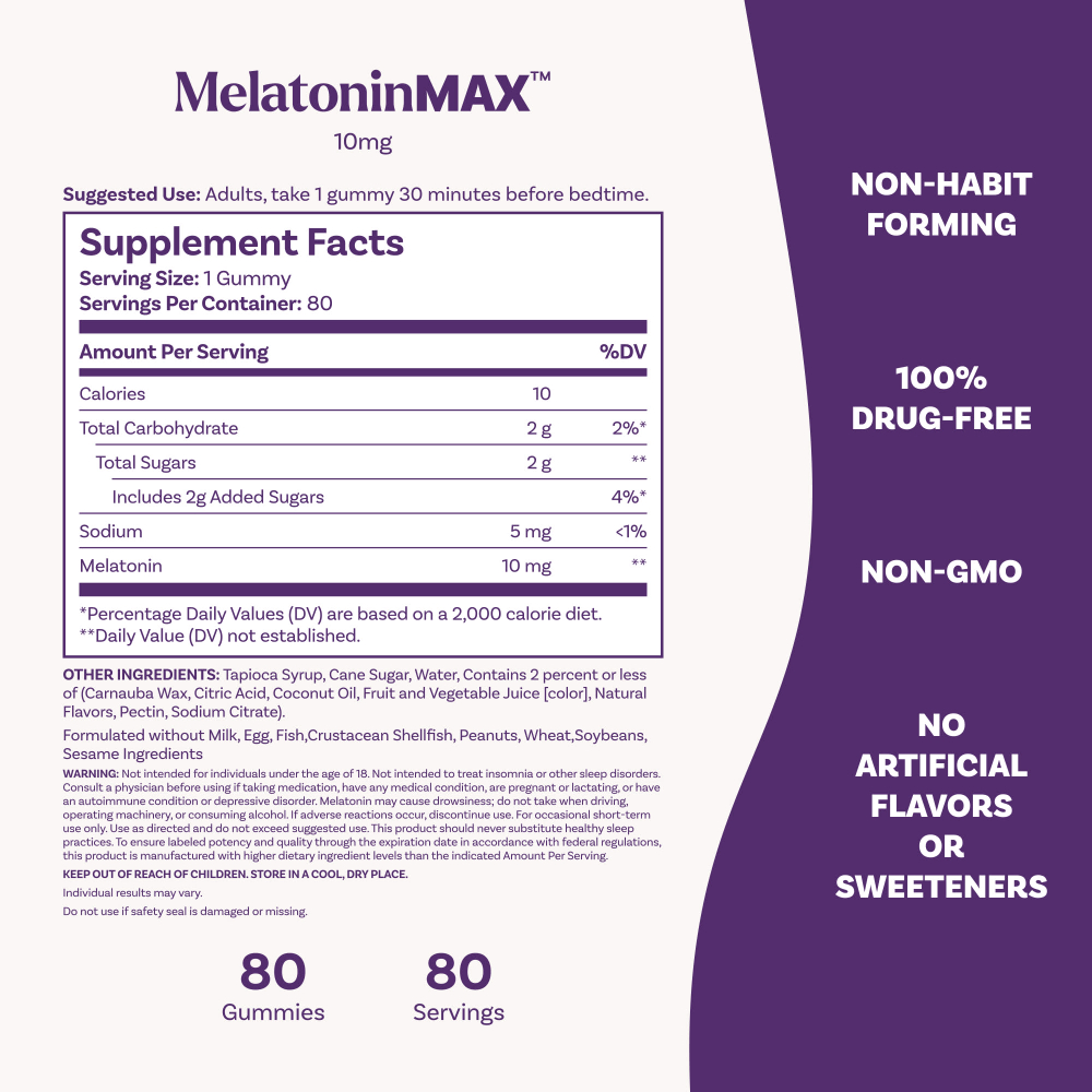 Natrol, MeltoninMax™, голубика, 10 мг, 80 жевательных мармеладок
