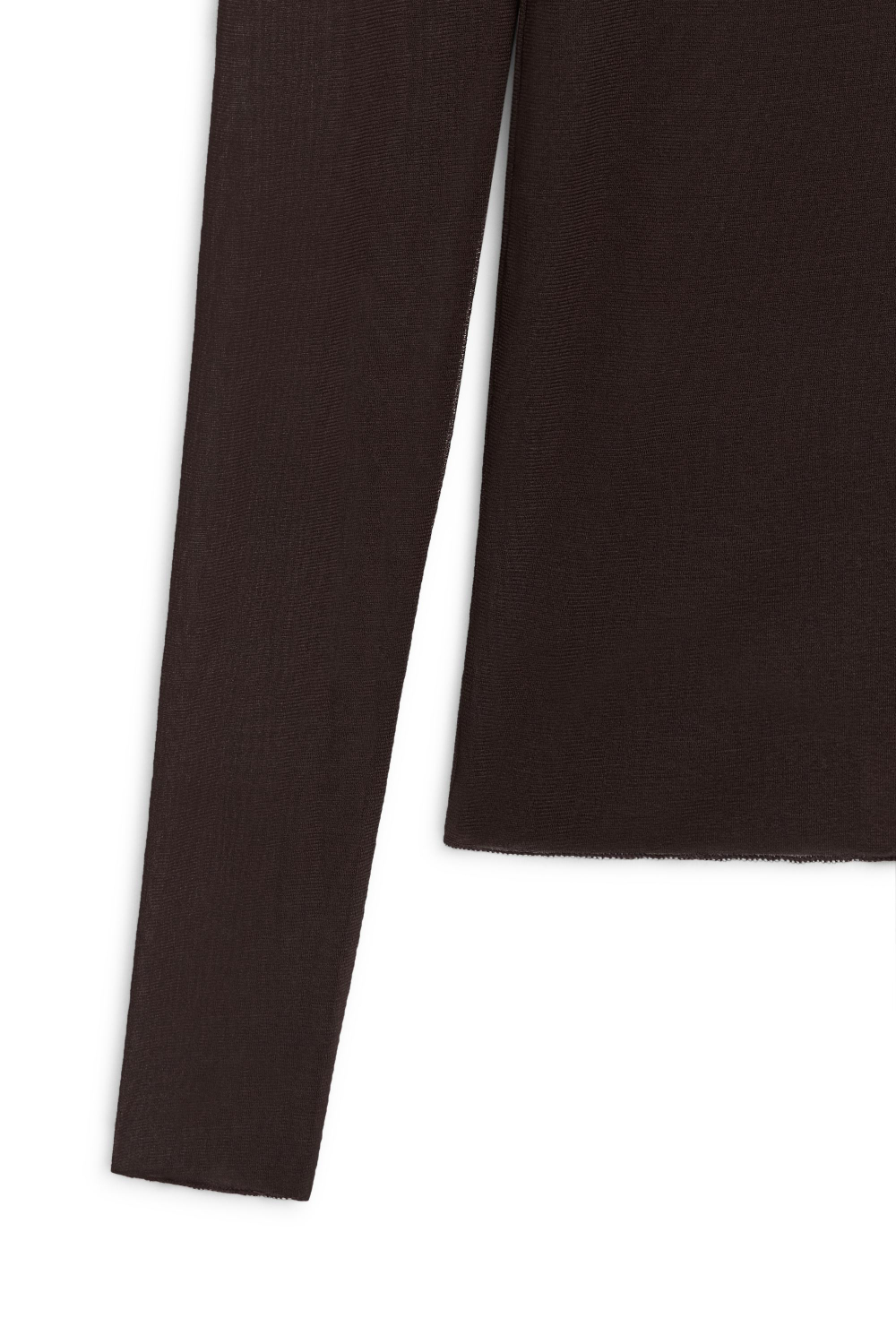 Massimo Dutti Футболка с высоким вротником из 100% шелка - Limited Edition, шоколадно-коричневый