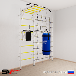 Шведская стенка Sv Sport 52210 (Турник рукоход/Брусья/Цепь/Мешок 15кг/Канатный лаз)