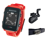 Мультиспортивные часы SIGMA ID.TRI NEON RED SET 24280, красн., часы c GPS, встроенный пульсомер, для триатлона + нагрудн. датчик
