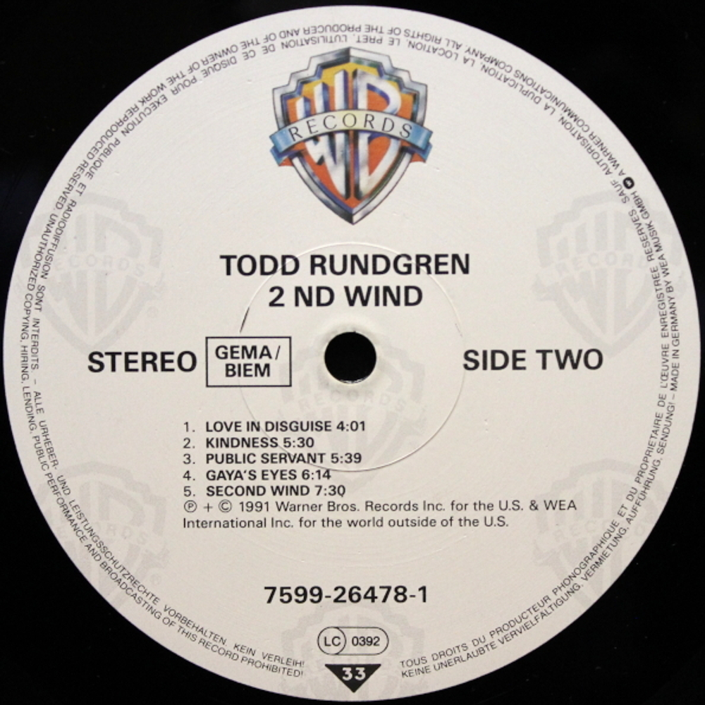 Todd Rundgren / 2nd Wind (LP)