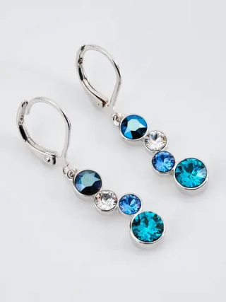 Серьги-подвески Эльза с синими кристаллами Swarovski