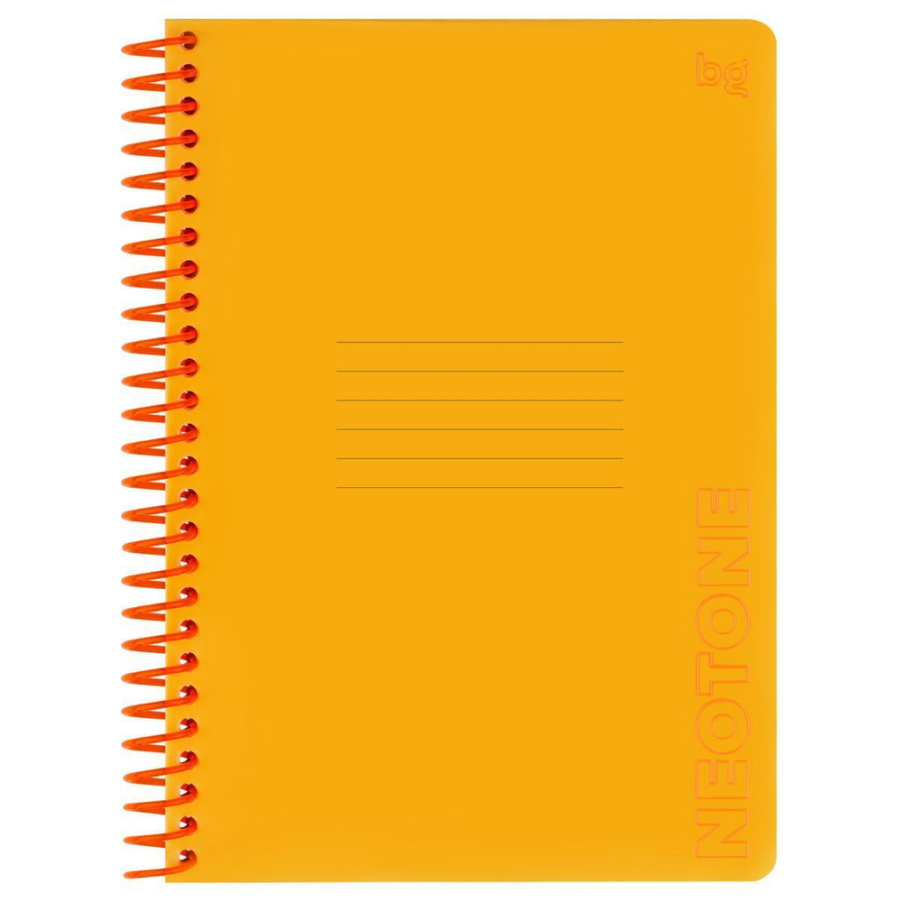 Тетрадь 96л. А5, клетка на пластиковом гребне, пластиковая обложка "Neon. Orange" (BG)