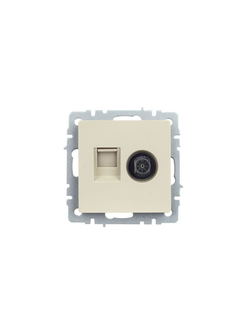Розетка компьютерная + телевизионная 2-м Brite РТВ/РК12-БрКр RJ45 кат.5E + TV механизм беж. IEK BR-AK20-1-K10