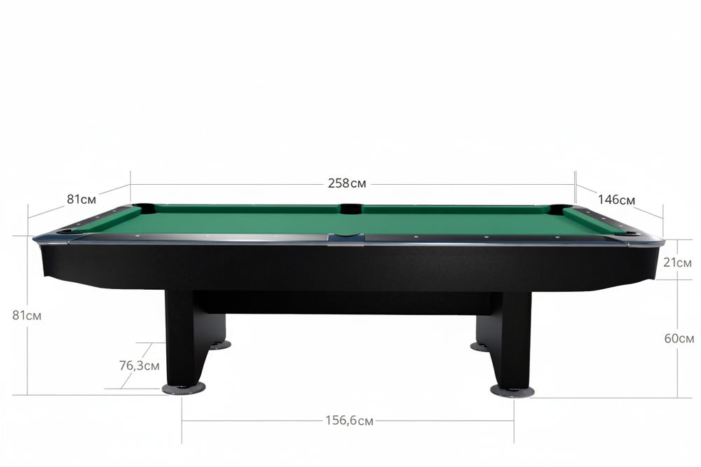 Бильярдный стол для пула Dynamic Billard "Competition 2" 9 футов (матово-чёрный) в комплекте, аксессуары и сукно