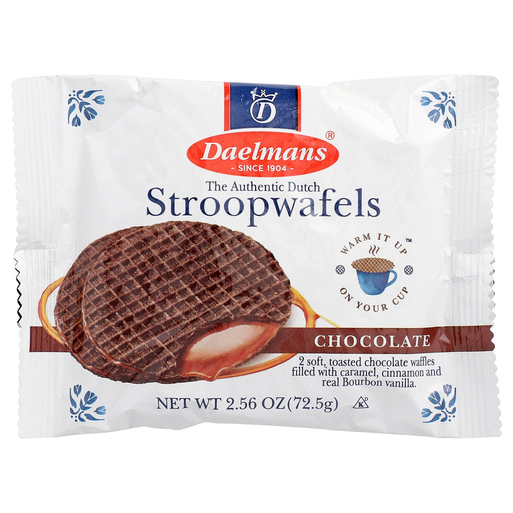 Daelmans, Шоколадные вафли, с шоколадным вкусом, 12-2 пакетика по 72,5 г (2,56 унции)