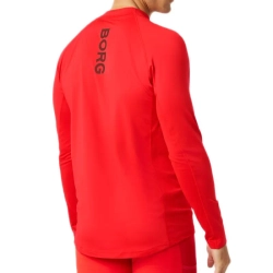 Мужская теннисная футболка с длинным рукавом Björn Borg Mock Neck Long Sleeve - flame scarlet