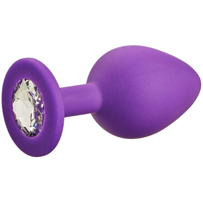 Маленькая фиолетовая пробка с прозрачным кристаллом ONJOY Silicone Collection (Цвет: фиолетовый с прозрачным)