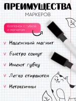 Маркеры черные с магнитом и губкой на водной основе