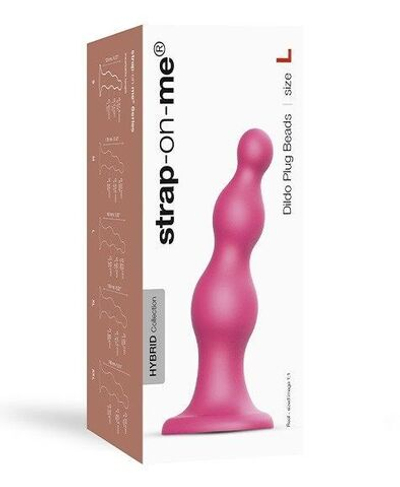 Розовая насадка Strap-On-Me Dildo Plug Beads size L (Цвет: розовый)