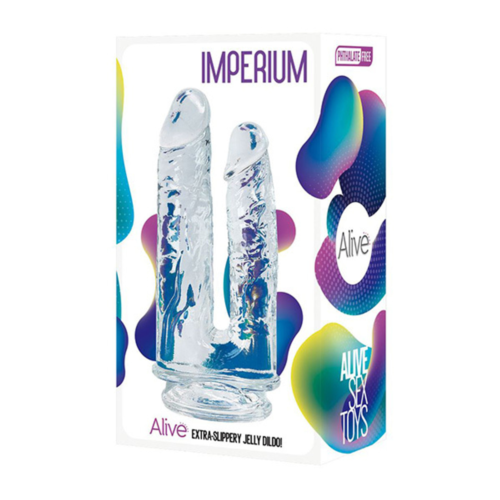 Прозрачный анально-вагинальный фаллоимитатор на присоске 18см Adrien Lastic Alive Imperium Jelly Dildo