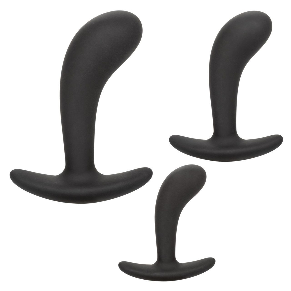 Набор из 3 черных стимуляторов простаты Silicone Prostate Kit (Цвет: черный)