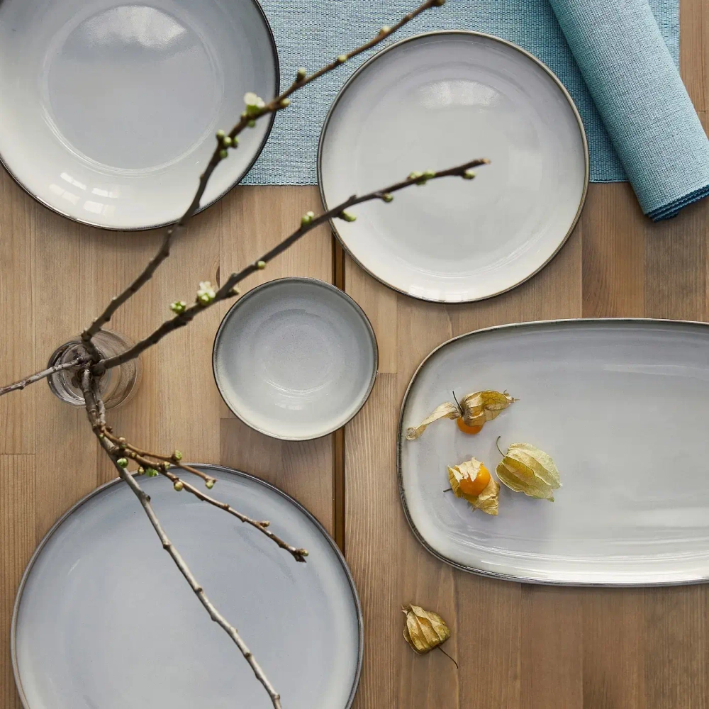 Тарелка декоративная IKEA GLADELIG (ГЛАДЕЛИГ), Серый, 31x19 см