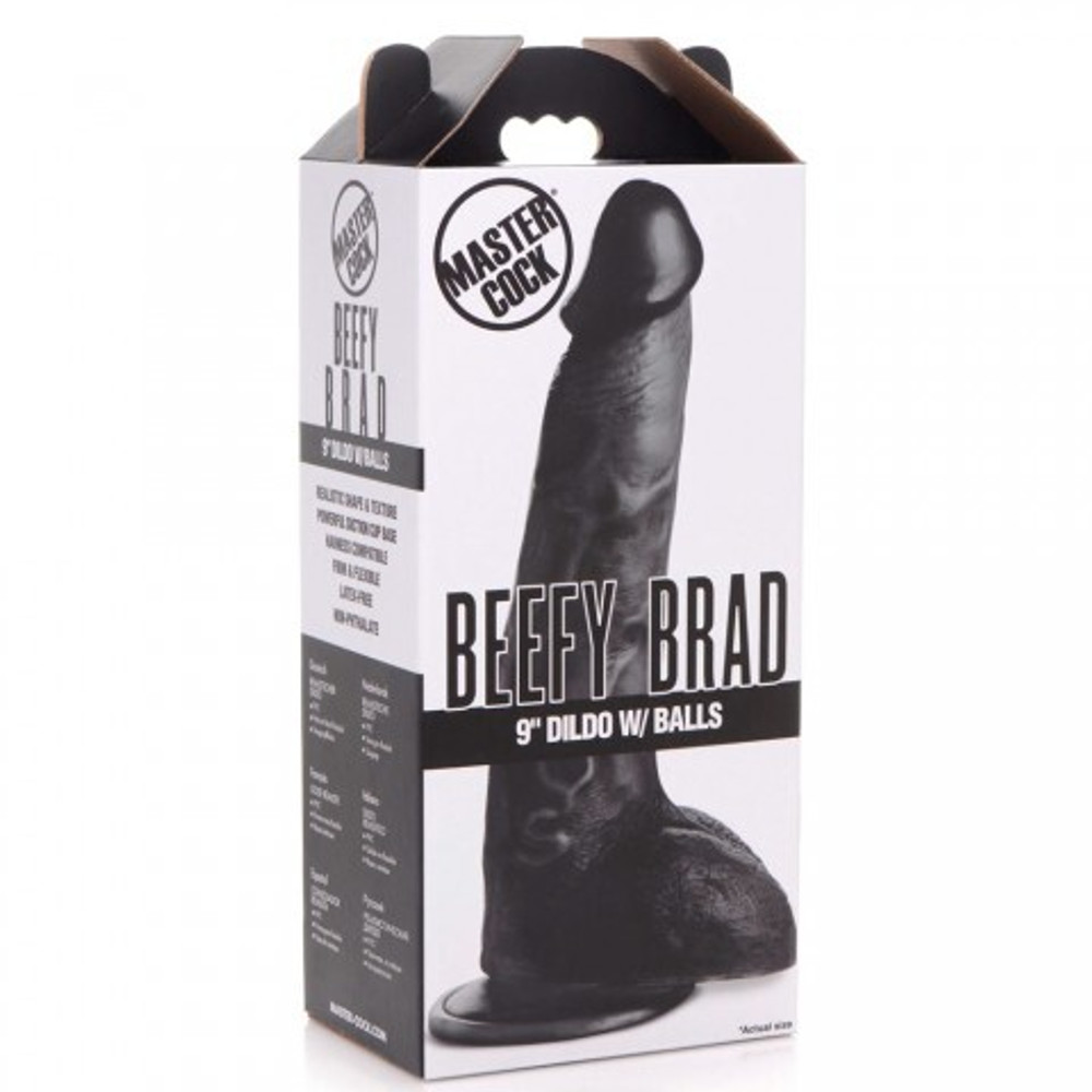 Реалистичный фаллоимитатор Master Cock Beefy Brad (22.4*5 см) с мошонкой, чёрный