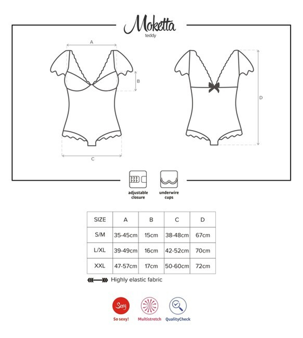 Боди с кружевом (лиф на косточках) Moketta Teddy SM (42-44) (Цвет: черный)