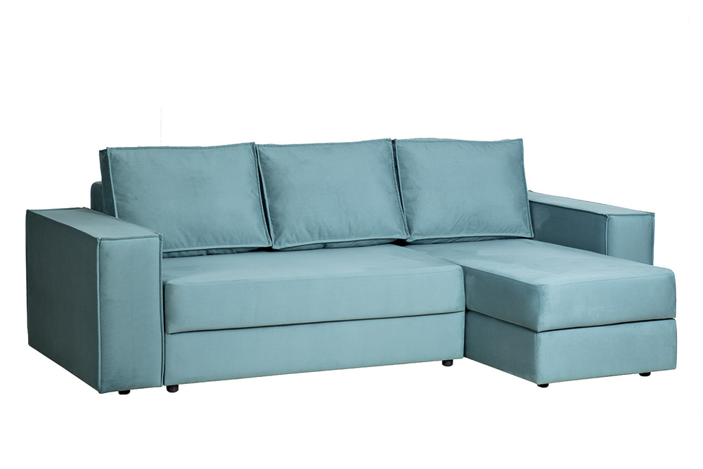 Диван треxместный раскладной угловой правый Garda Decor BERGAMO-3MR-1K-БИРЮЗОВЫЙ-Vel43