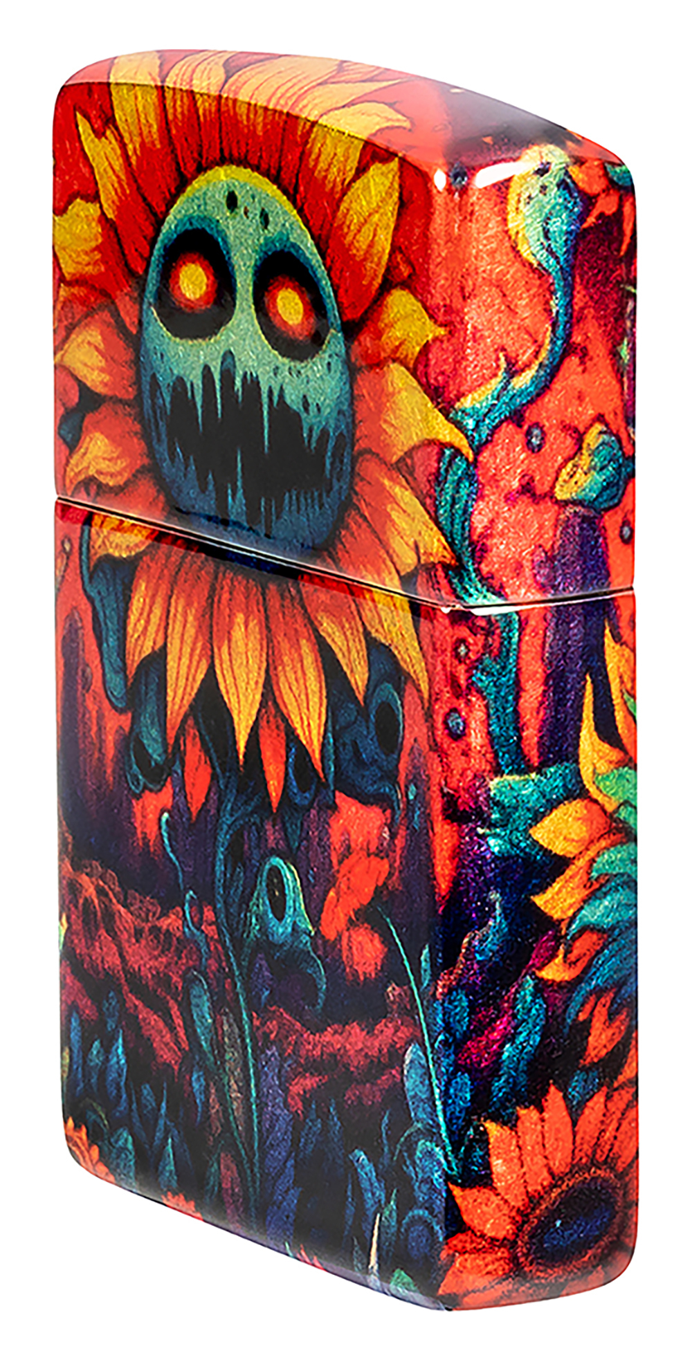 Зажигалка ZIPPO Spooky Sunflower с покрытием 540 Tumbled Brass, латунь/сталь, разноцветная, 38x13x57