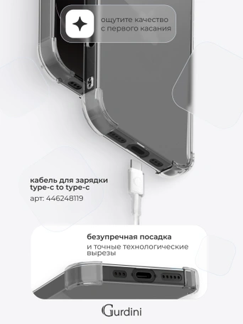 Чехол накладка iPhone 17 Air 6.5" Gurdini силикон противоударный 1.5 mm прозрачный