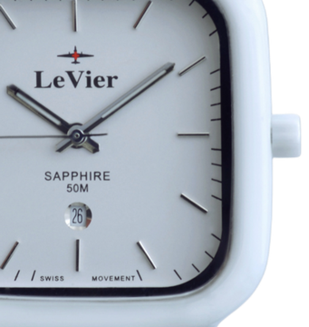 LeVier L 7512 M Wh Мужские французские наручные часы из керамики