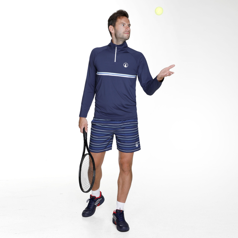 Мужское теннисное поло Quiet Please Ocean Big Serve 1/4 Zip Long Sleeve Men - Blue