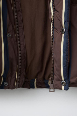 ZARA СТЕГАНОЕ ПАЛЬТО WATER REPELLENT В ПОЛОСКУ, КОРИЧНЕВЫЙ/ЗЕЛЕНЫЙ