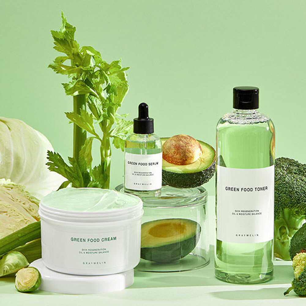 Крем для лица с экстрактами зеленых овощей и фруктов Graymelin Green Food Cream, 500г