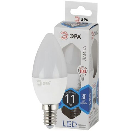 Лампа светодиодная ЭРА STD LED B35-11W-840-E14 11Вт свеча нейтральный белый свeт Е14