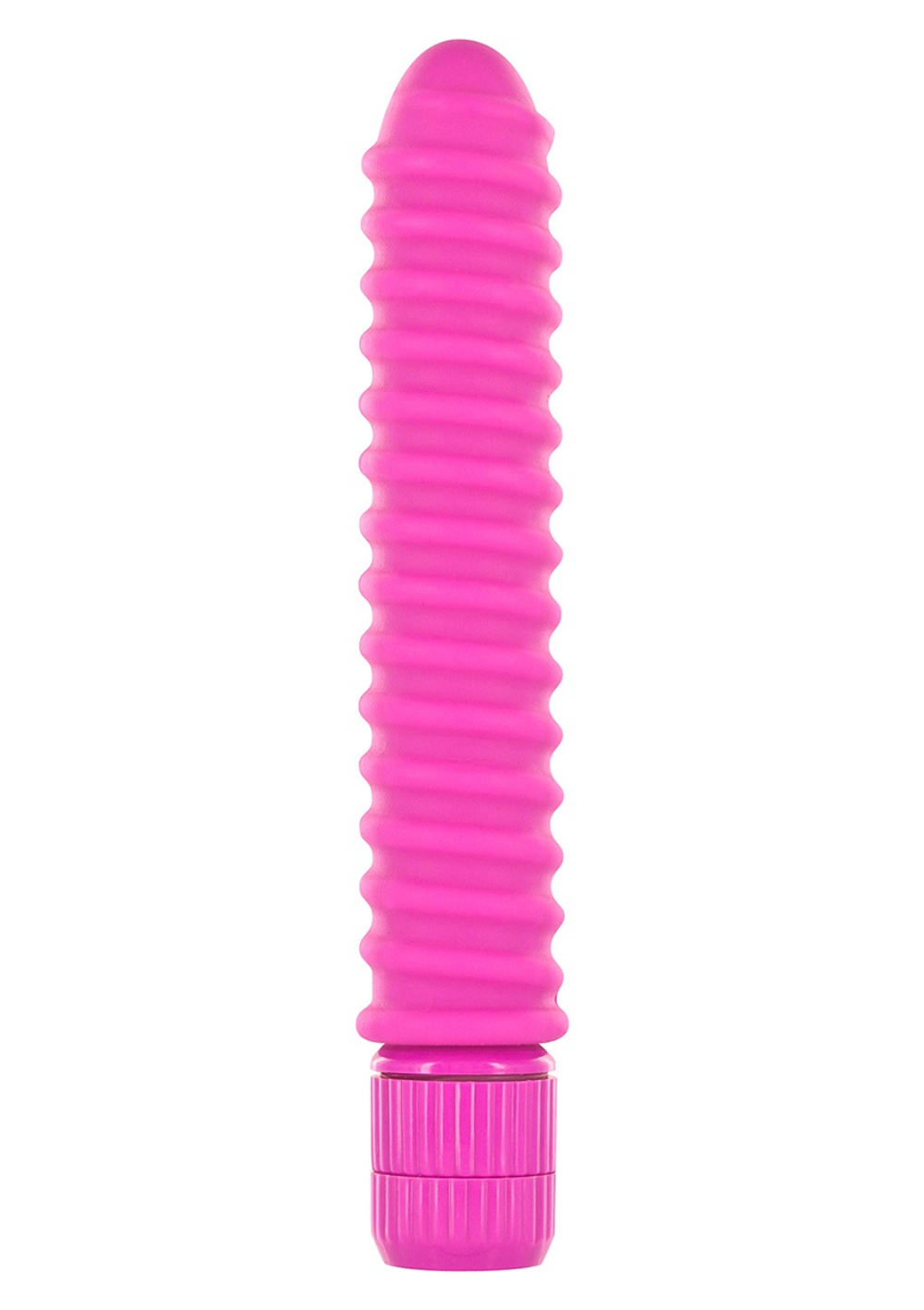 Ярко-розовый вибромассажер FUNKY RIBBED VIBE - 15 см.