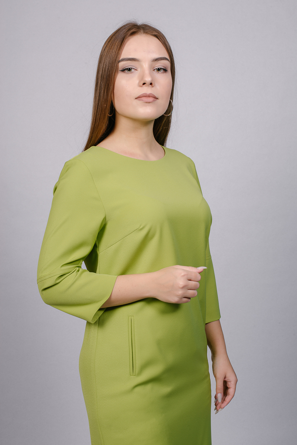 Платье прямое 1390Аа, оливковый