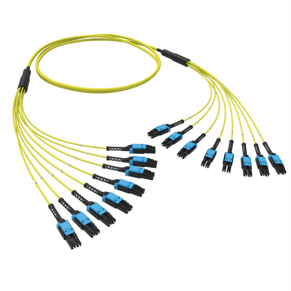 Оптическая разветвительная сборка 16 ОВ, 9/125 OS2, 8xLC-UPC Duplex Uniboot/8xLC-UPC Duplex Uniboot, тип полярности - прямая (Tx-->Rx), 15 м