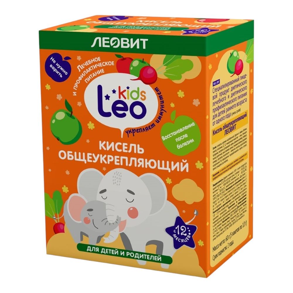 Кисель Леовит Общеукрепляющий LEO KIDS 12гр*5шт в упаковке