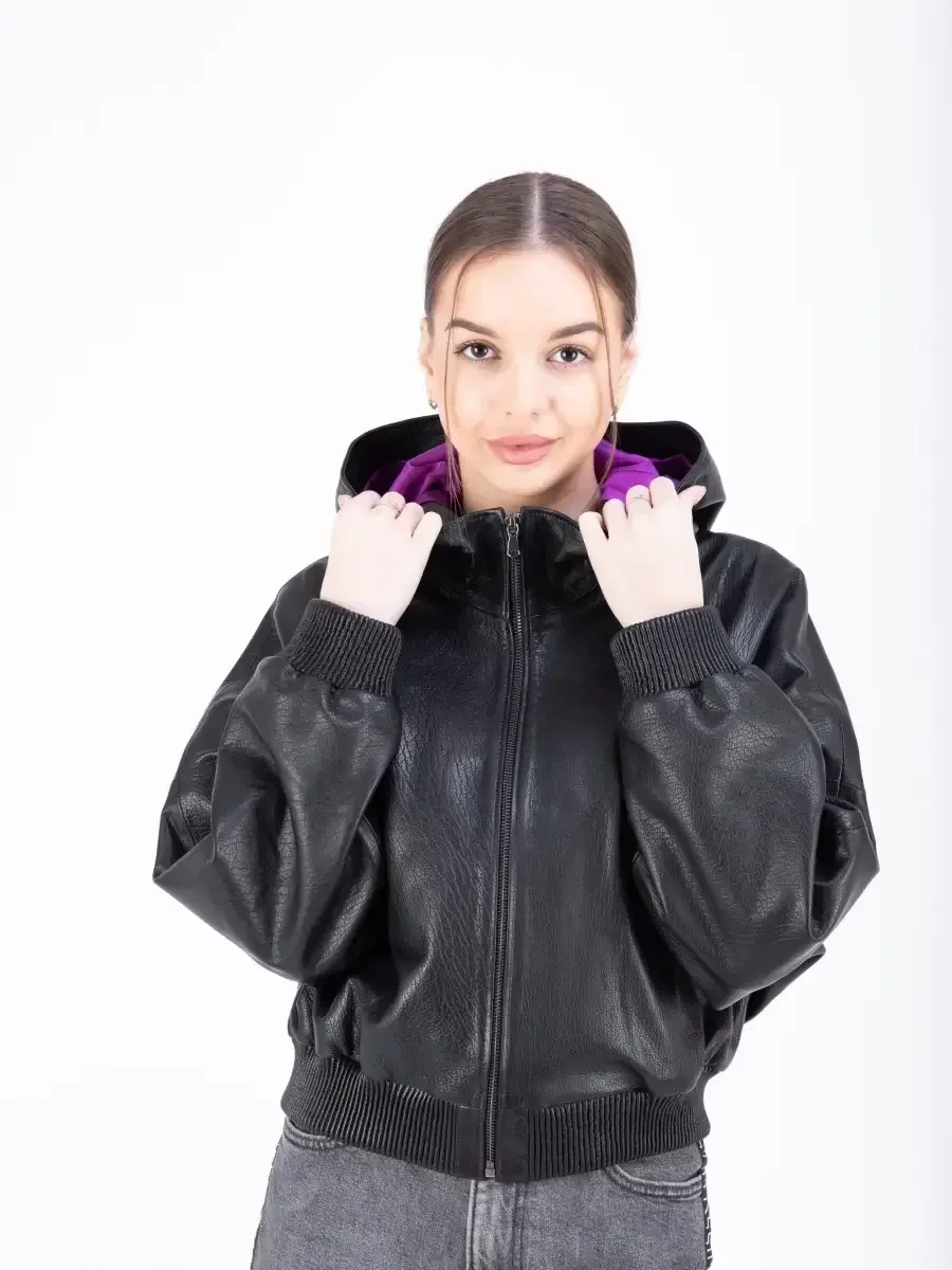 Куртка женская  кожаная оверсайз