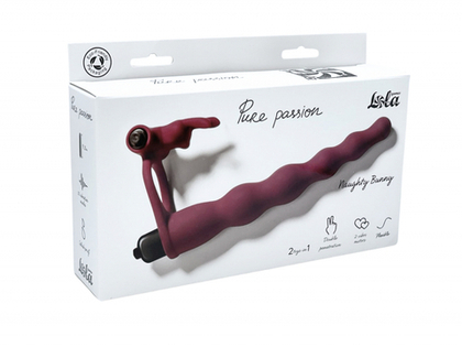 Вибронасадка для двойного проникновения Pure Passion Bunny Wine red