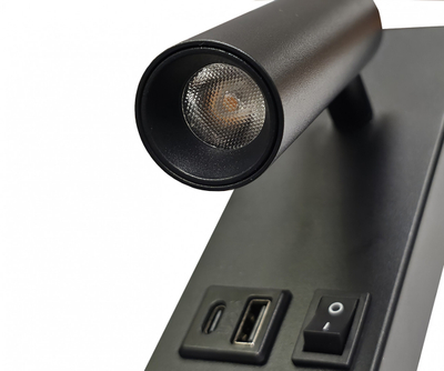 08071A,19 Бра Ризи черный w7*6 h15 Led 3W (3000K) с разъёмом USB и Type-c. ТМ Kink Light