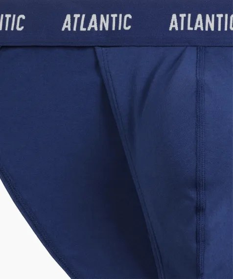 Мужские трусы (3шт) слипы танга Atlantic 3MP-1576, темно-синий + темно-голубой + светло-зеленый