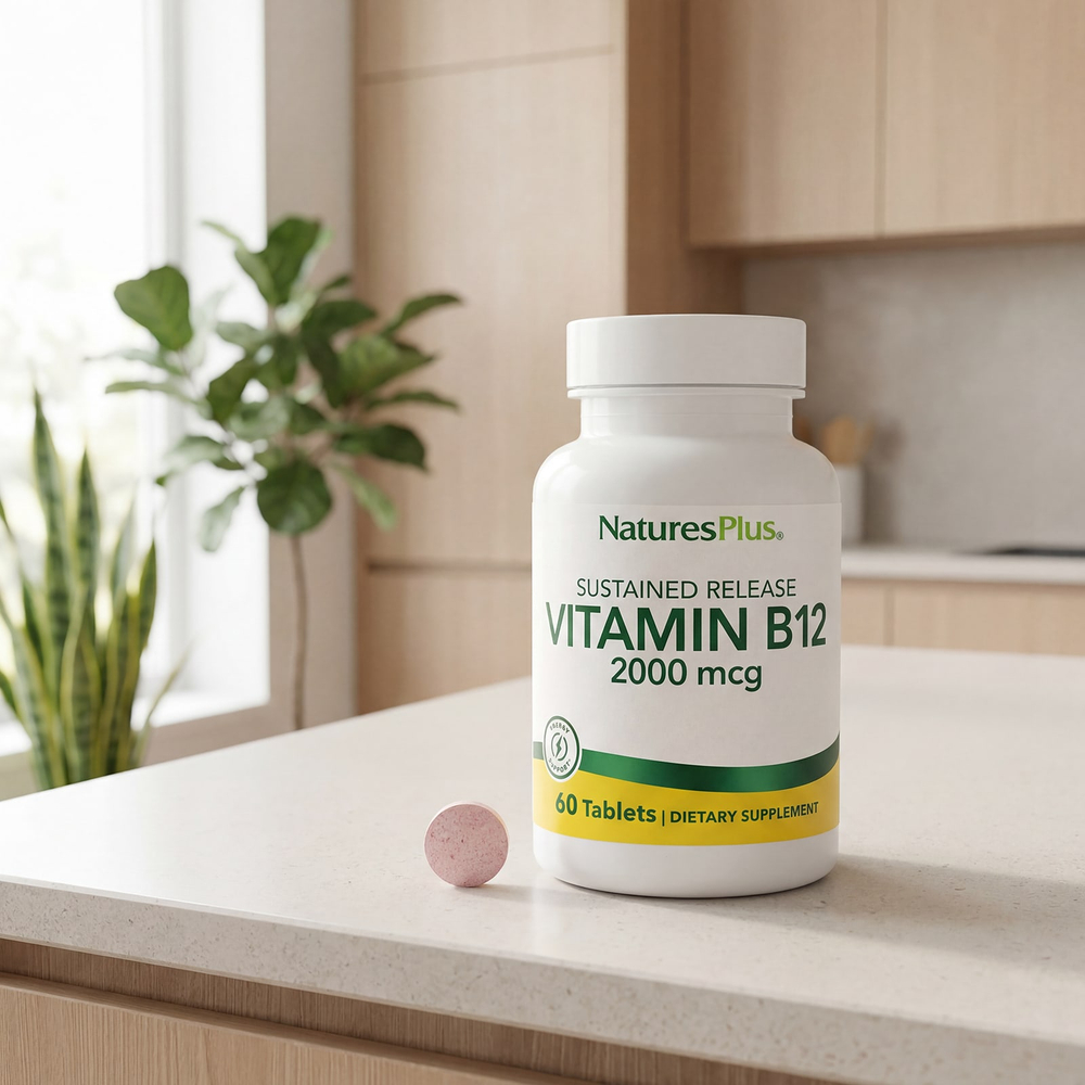 NaturesPlus, витамин B12, длительное высвобождение, 60 таблеток