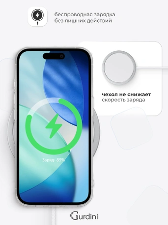 Чехол накладка Gurdini iPhone 17 6.3" плотный силикон 1,5 mm прозрачный
