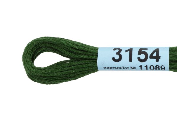 Мулине Gamma 100% хлопок, цв.3154 зеленый-хаки, 24 мотка по 8 метров