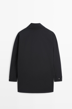 Massimo Dutti Тренч с длинным воротником, темно-синий