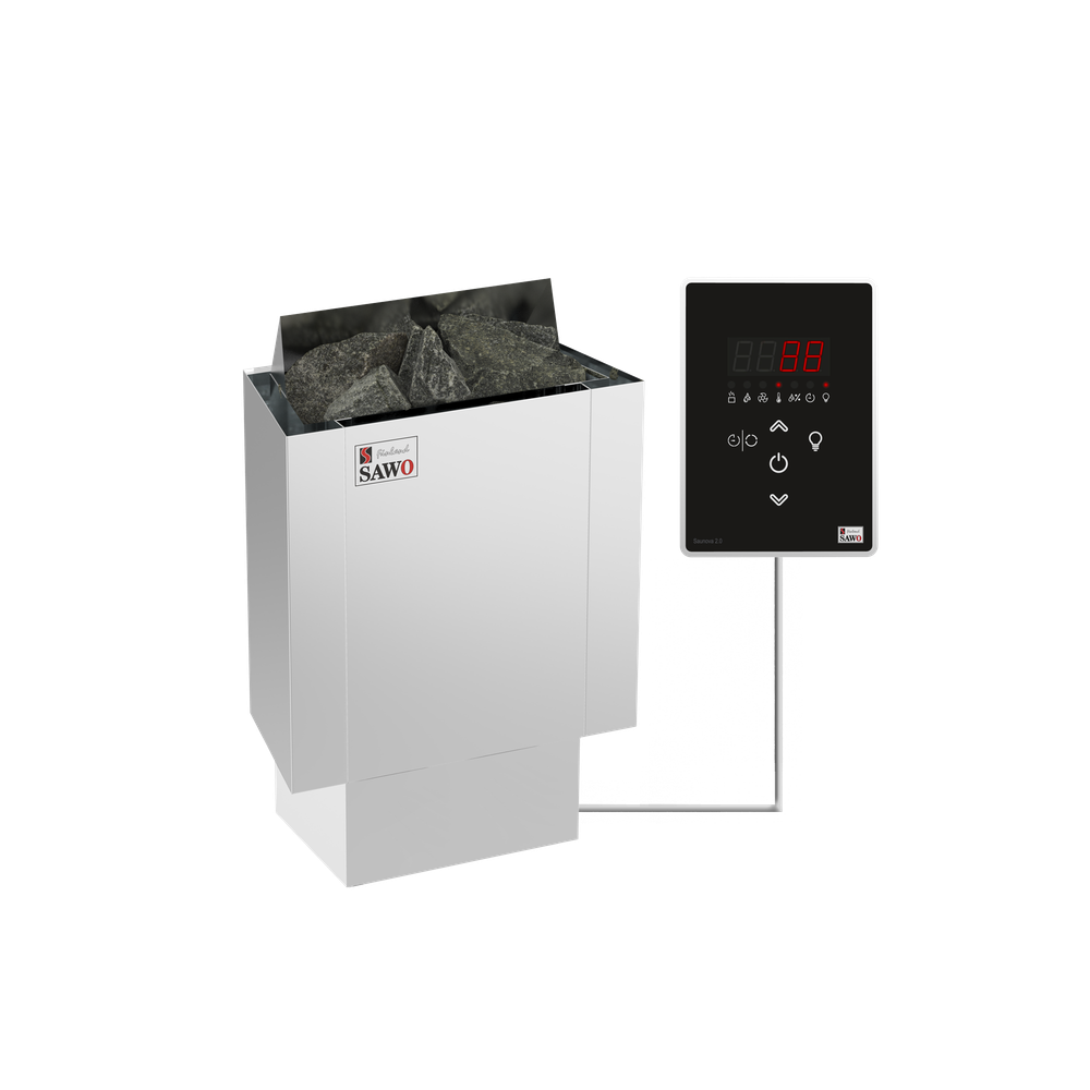Электрическая печь SAWO NORDEX Mini NRMN-30Ni2-Z (3,0 кВт, внутри оцинковка, снаружи нержавейка), выносной пульт (встроенный блок мощности, пульт покупается отдельно)
