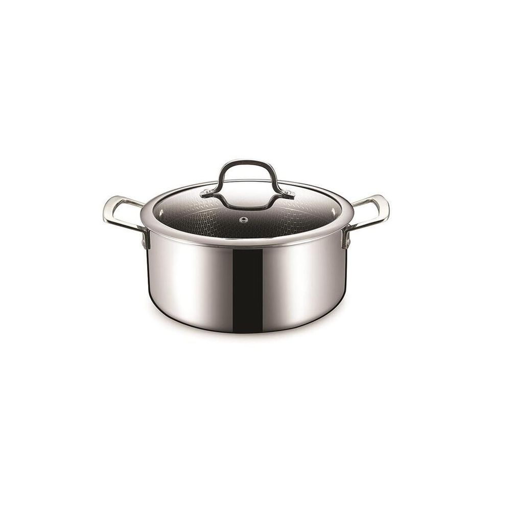 Кастрюля 3,5 л 22/19,5*16 см с крышкой New Kitchen Honeycombs нерж. с антиприг. покр. ИНДУКЦИЯ