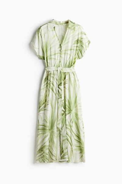 Платье-рубашка из вискозы с поясом - H&M