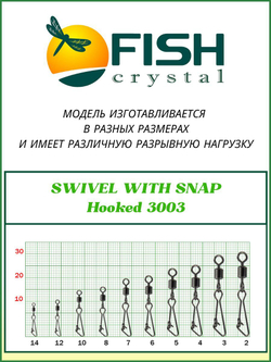 Вертлюжок рыболовный SWIVEL WITH SNAP с застежкой Hooked 3003 №10