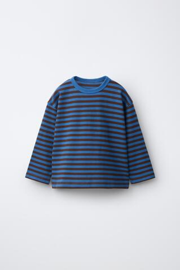 ZARA ФУТБОЛКА В ПОЛОСКУ, КОРИЧНЕВО-СИНИЙ
