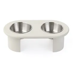 Миска двойная на подставке Плато серо-бежевого цвета из коллекции pets essential