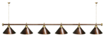 Лампа STARTBILLIARDS 6 пл. (плафоны зеленые,штанга зеленая,фурнитура золото)