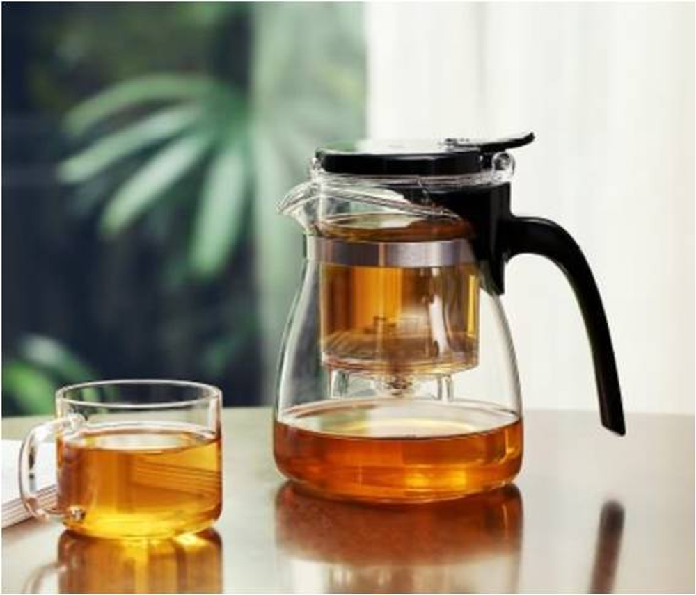 213034 Чайник SAMADoyo "Изипот А-12" б/носика, крышка с защелкой, h=14,4см, l=14,6см, 600мл, стекло