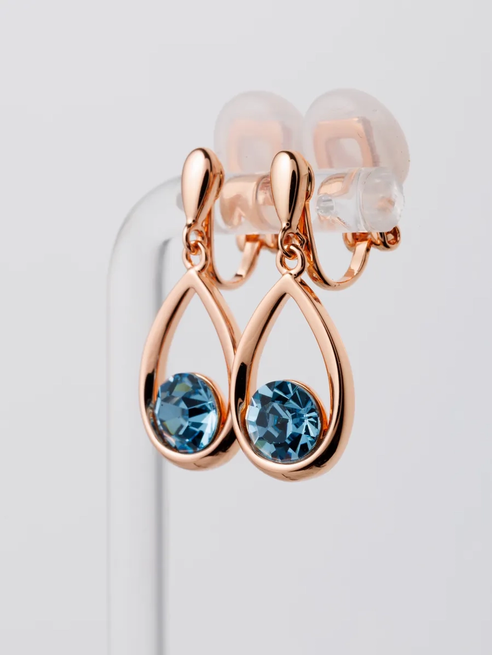 Клипсы-капли Белла с голубыми кристаллами Swarovski