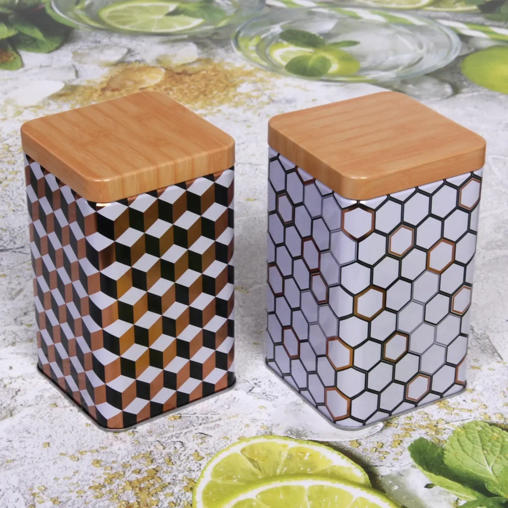 Банка для продуктов металлическая «Geometry» 1200мл 9*9*15см