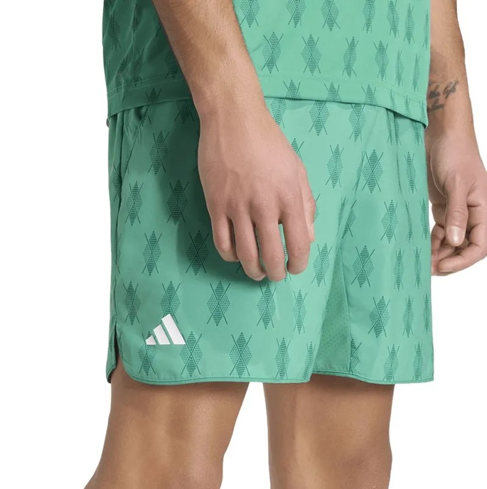Мужские теннисные шорты Adidas Club Tennis Climacool Graphic 7in - semi court green/collegiate green
